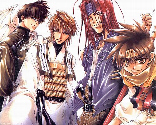 Cho Hakkai, Genjyô Sanzô,  Sha Gojyo  ,   et Son Gokû 